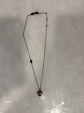 Delicate Black Chain Necklace with Purple Heart Pendant